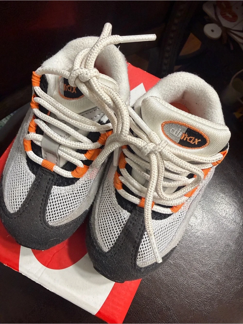 Nike Kids Grey and Orange Mesh Lace-Up Sneakers
